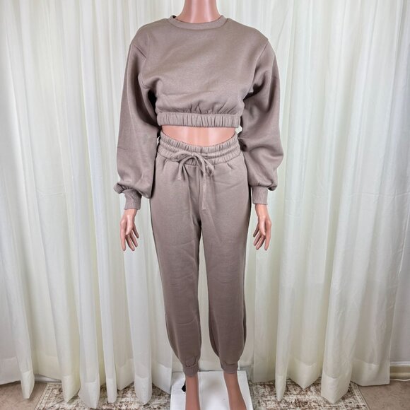 Zenana 2 Pcs Crop Sweatshirt Tracksuit Jogger Pants Set Outfit Active Loungewear - Picture 1 of 8